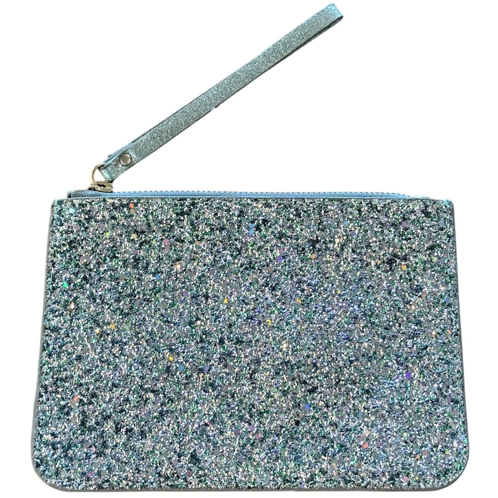 Old Navy Glitter Wristlet Clutch Bag Sparkly Silver Blue 7.5x5 Women Bag